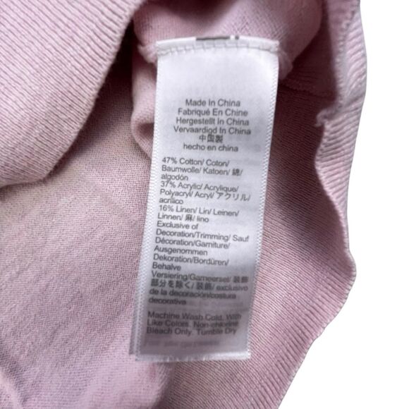 Vintage J Crew Sweater XL Pink Linen Cotton Blend Crew Neck Soft Casual - Picture 6 of 9